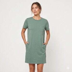 Outerknown Women's Groovy-T Pocket Tee Dress Size M DRT Green Sustainable Chic